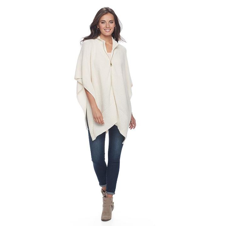 Apt. 9&reg; Ribbed Poncho, Women's, Natural