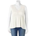Juniors' Plus Size Mudd&reg; Crochet Inset V-neck Tank, Girl's, Size: 2xl, White Oth