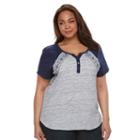 Plus Size Kate And Sam Space-dyed Tee, Women's, Size: 2xl, Blue (navy)