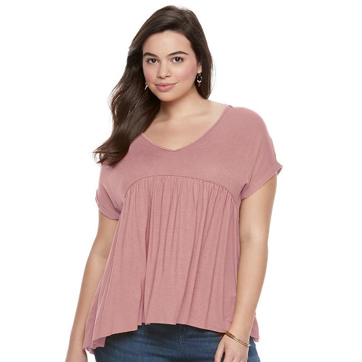 Juniors' Plus Size Mudd&reg; Empire Swing Tee, Girl's, Size: 2xl, Med Pink