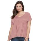 Juniors' Plus Size Mudd&reg; Empire Swing Tee, Girl's, Size: 2xl, Med Pink