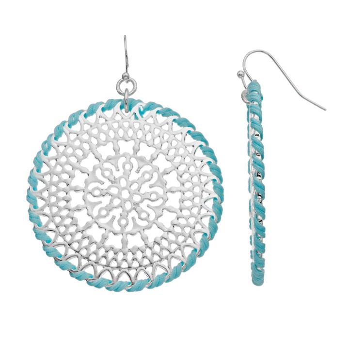 Lc Lauren Conrad Filigree Round Drop Earrings, Women's, Turq/aqua