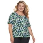 Plus Size Croft & Barrow&reg; Squareneck Elbow Sleeve Tee, Women's, Size: 2xl, Med Green