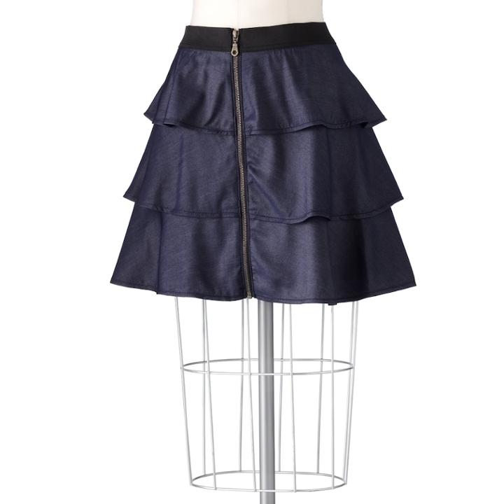 Elle&trade; Tiered Chambray Skirt, Women's, Size: Large, Blue
