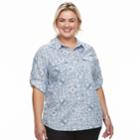 Plus Size Croft & Barrow&reg; Roll-tab Woven Shirt, Women's, Size: 3xl, Blue