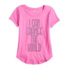 Girls 7-16 & Plus Size So&reg; Curve Hem Shiny Graphic Tee, Size: 12 1/2, Light Pink