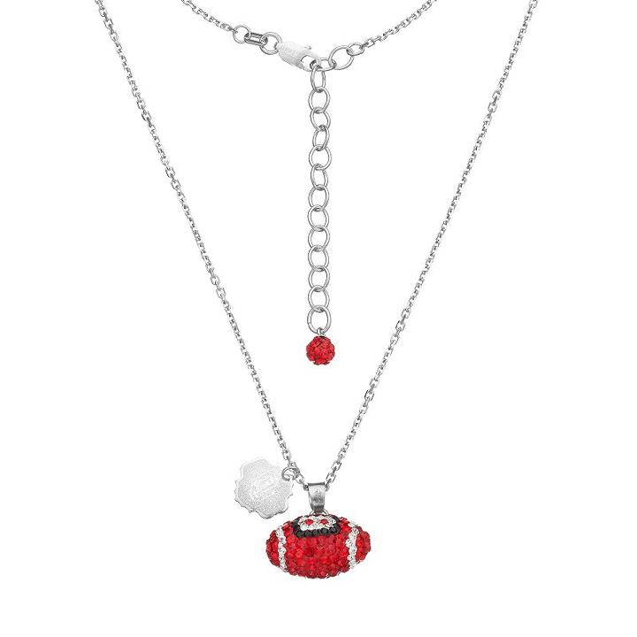 Oklahoma Sooners Sterling Silver Team Logo & Crystal Football Pendant Necklace, Women's, Size: 18, Multicolor