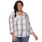 Juniors' Plus Size Mudd&reg; Plaid Popover Tunic, Teens, Size: 1xl, Med Blue