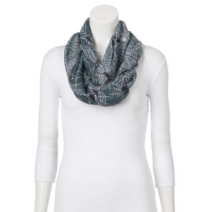Halloween Spiderweb Infinity Scarf, Women's, Grey