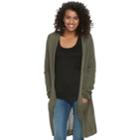 Juniors' So&reg; Hooded Long Cardigan, Teens, Size: Xl, Med Green