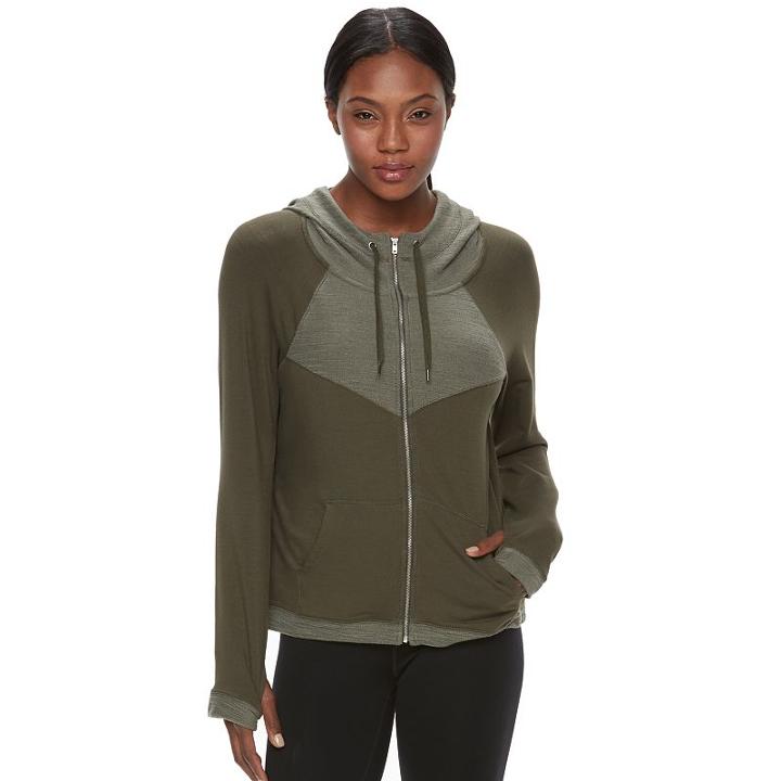 Women's Tek Gear&reg; French Terry Hooded Jacket, Size: Large, Dark Green