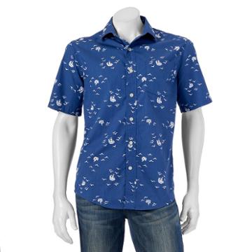 Men's Batik Bay Modern-fit Tropical Casual Button-down Shirt, Size: Xl, Blue (navy)