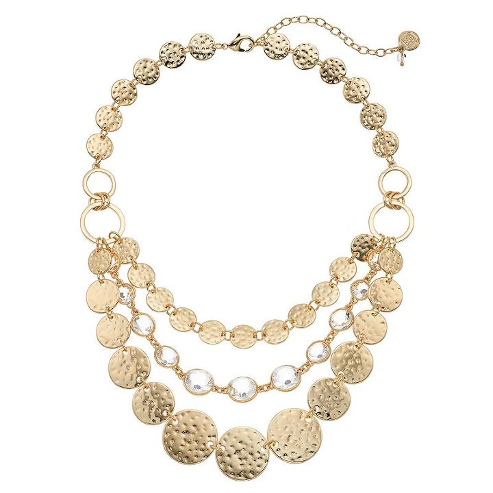 Dana Buchman Hammered Disc Swag Necklace, Women's, Gold