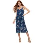 Juniors' Lily Rose Belted Cropped Jumpsuit, Teens, Size: Medium, Navy Teal Fuschia