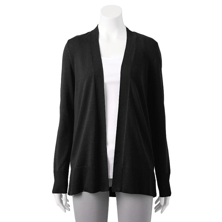 Women's Croft & Barrow&reg; Essential Open-front Cardigan, Size: Medium, Black