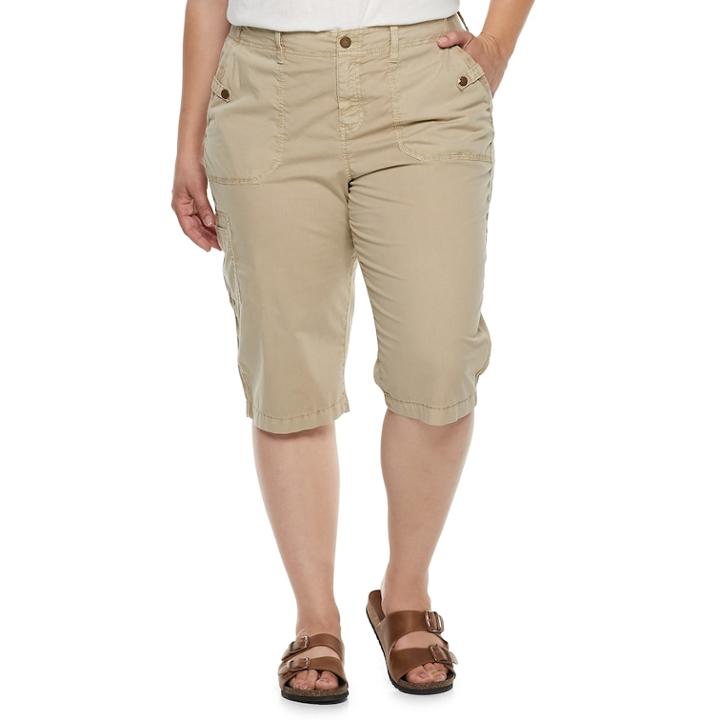 Plus Size Sonoma Goods For Life&trade; Ultra Breathable Poplin Skimmer Shorts, Women's, Size: 20 W, Light Grey