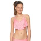 Juniors' So&reg; Flounce Halter Bikini Top, Kids Unisex, Size: Xl, Brt Pink