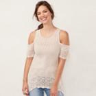 Women's Lc Lauren Conrad Crochet Cold-shoulder Sweater, Size: Xl, Lt Beige