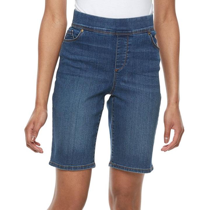 Petite Gloria Vanderbilt Avery Twill Bermuda Shorts, Women's, Size: 12 Petite, Light Blue