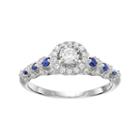 Simply Vera Vera Wang 14k White Gold 1/3 Carat T.w. Diamond & Sapphire Halo Engagement Ring, Women's, Size: 7