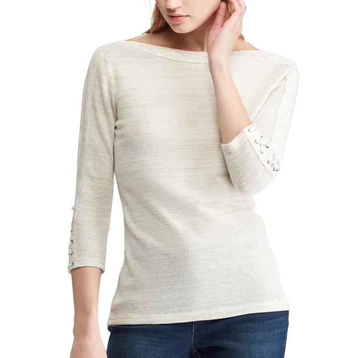 Women's Chaps Waffle-knit Boatneck Top, Size: Large, Grey