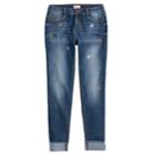 Girls 7-16 & Plus Size So&reg; Embellished Girlfriend Jeans, Size: 12 1/2, Dark Blue