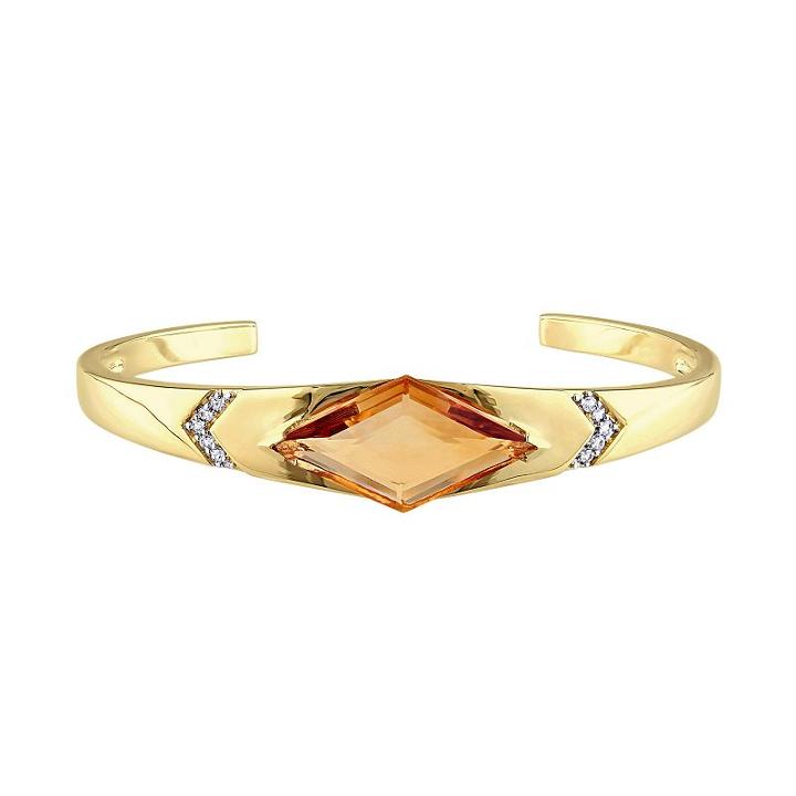 V19.69 Italia 18k Gold Over Silver Citrine Prism Cuff Bracelet, Women's, Size: 7