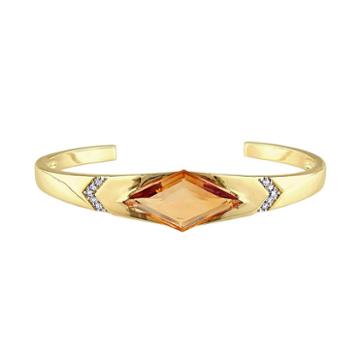 V19.69 Italia 18k Gold Over Silver Citrine Prism Cuff Bracelet, Women's, Size: 7