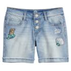 Girls 7-16 So&reg; Rolled Cuff Fashion Midi Denim Shorts, Size: 10, Med Blue
