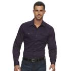 Men's Marc Anthony Slim-fit Military Stretch Button-down Shirt, Size: Medium, Drk Purple
