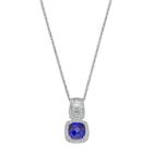 Sterling Silver Lab-created Blue & White Sapphire Halo Pendant, Women's, Size: 18