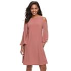 Women's Nina Leonard Oversized Sleeve Cold-shoulder Dress, Size: Large, Dark Pink