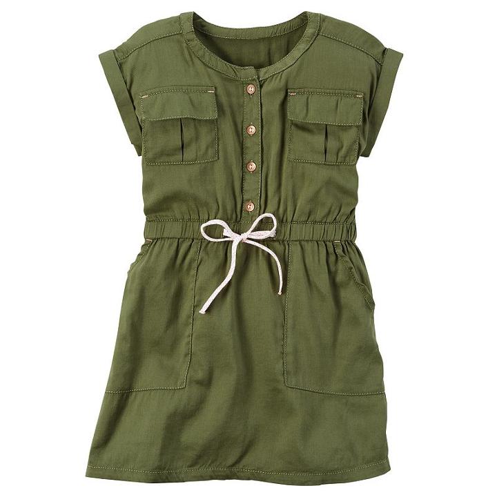 Girls 4-8 Carter's Olive Pocket Dress, Size: 6, Green Oth