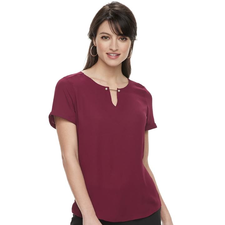 Women's Apt. 9&reg; Keyhole Georgette Top, Size: Xl, Dark Red