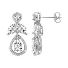 Sterling Silver 1/4 Carat T.w. Diamond Teardrop Halo Earrings, Women's, White