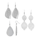Mudd&reg; Nickel-free Sparkle Leaf Drop Earrings Set, Women's, Silver