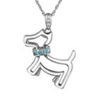 Sterling Silver Swiss Blue Topaz And Diamond Accent Dog Pendant, Women's, Size: 18