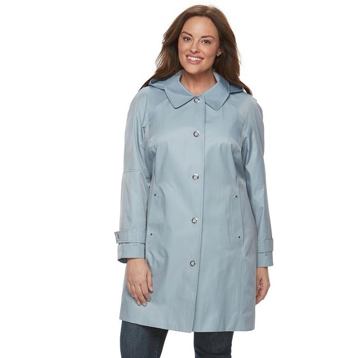 Plus Size Towne By London Fog Hooded Walker Jacket, Women's, Size: 1xl, Light Blue