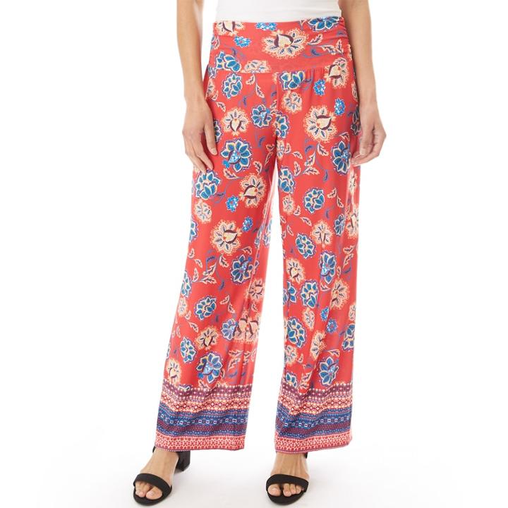 Women's Apt. 9&reg; Print Palazzo Pant, Size: Medium, Red Jacobean Border