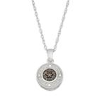 Sterling Silver 1/10 Carat T.w. Black & White Diamond Halo Pendant Necklace, Women's, Size: 18
