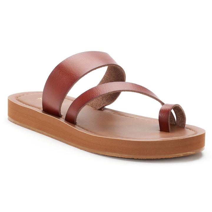 Women's Sonoma Goods For Life&trade; Strappy Toe Loop Platform Sandals, Size: Large, Med Brown