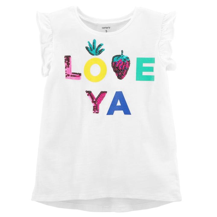 Girls 4-8 Carter's Love Ya Fruit Sequin Tee, Size: 8, White