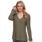 Women's Sonoma Goods For Life&trade; Button Accent V-neck Sweater, Size: Large, Green