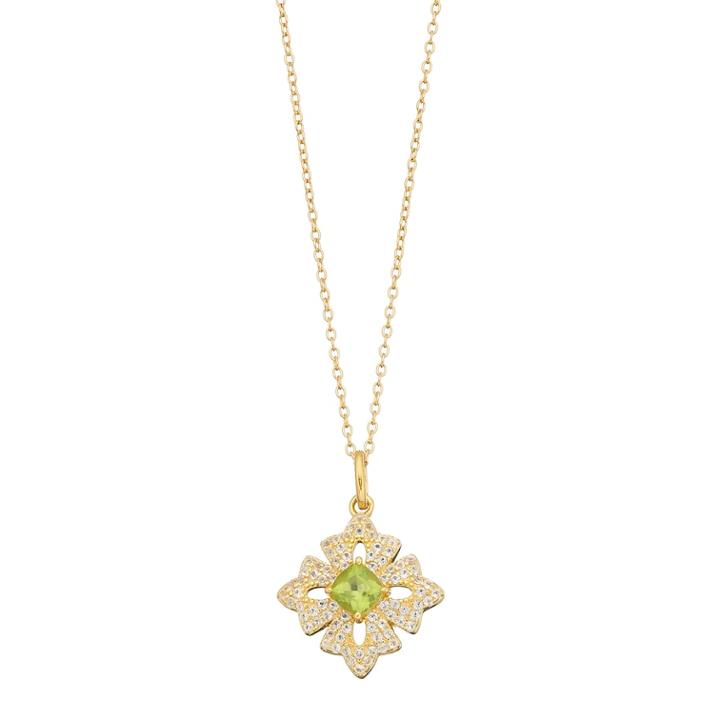14k Gold Over Silver Peridot & White Topaz Cross Pendant Necklace, Women's, Size: 18, Green