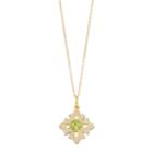 14k Gold Over Silver Peridot & White Topaz Cross Pendant Necklace, Women's, Size: 18, Green