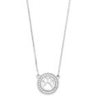 Pet Friends Simulated Crystal Circle Paw Pendant Necklace, Women's, Silver