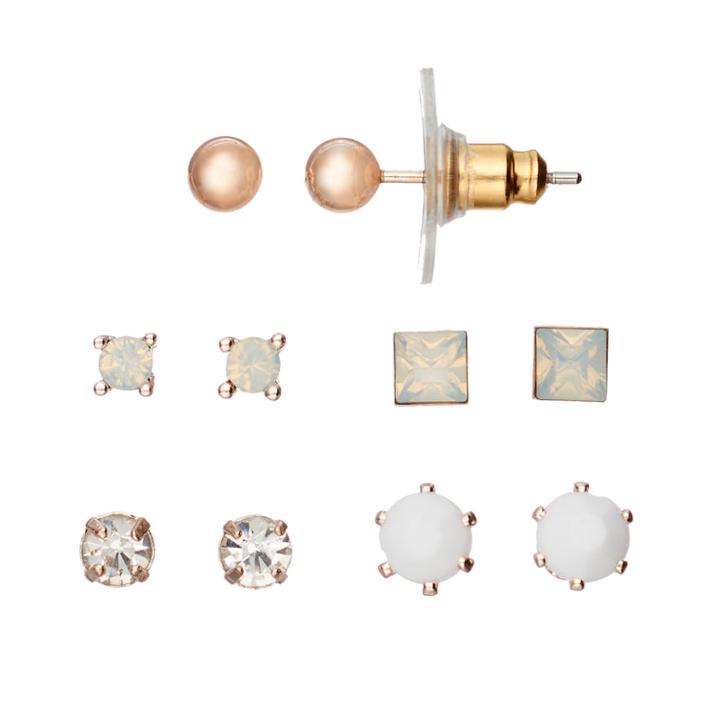 Lc Lauren Conrad Solitaire Nickel Free Stud Earring Set, Women's, Pink Other