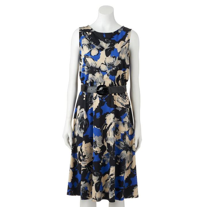 Women's Perceptions Floral Fit & Flare Dress, Size: 12, Blue Other