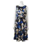 Women's Perceptions Floral Fit & Flare Dress, Size: 12, Blue Other