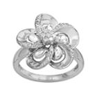 Sterling Silver 1/4-ct. T.w. Diamond Flower Ring, Women's, White